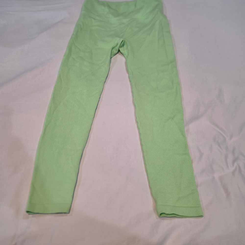 All in Motion Ribbed Leggings Women L Mint Green Seamless High Rise Excellent